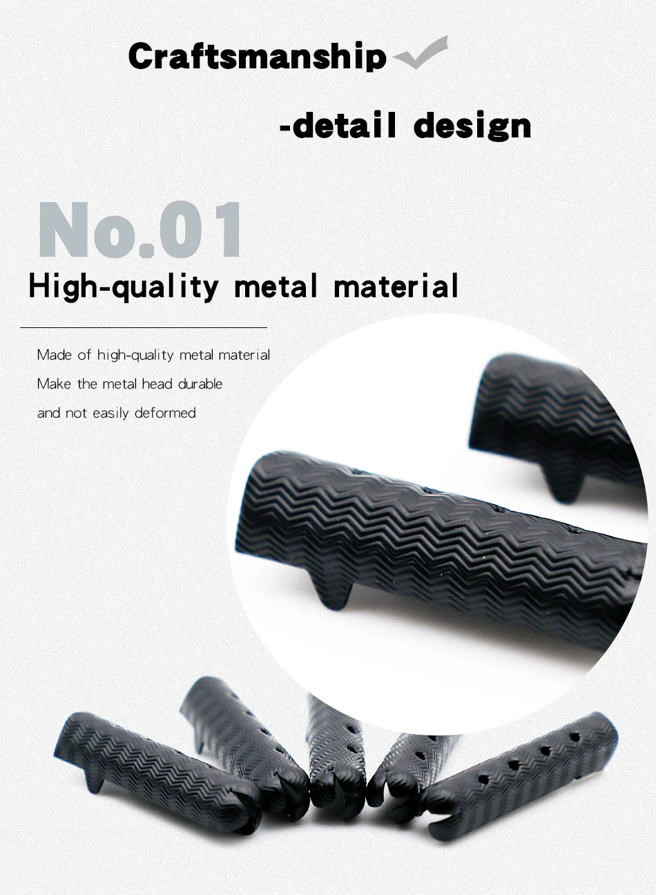 Weiou Laces Shoe Accessories Manufacturer Custom Name or Logo on Simple and Stylish Metal Aglets Black Open Metal Head