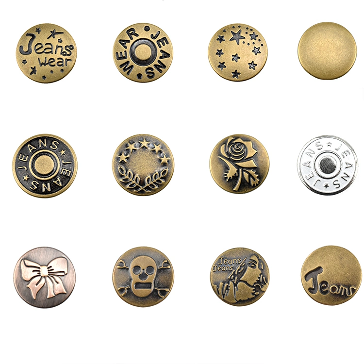 High Quality Classic 17mm Custom Logo Denim Metal Tack Jeans Button for Jeans