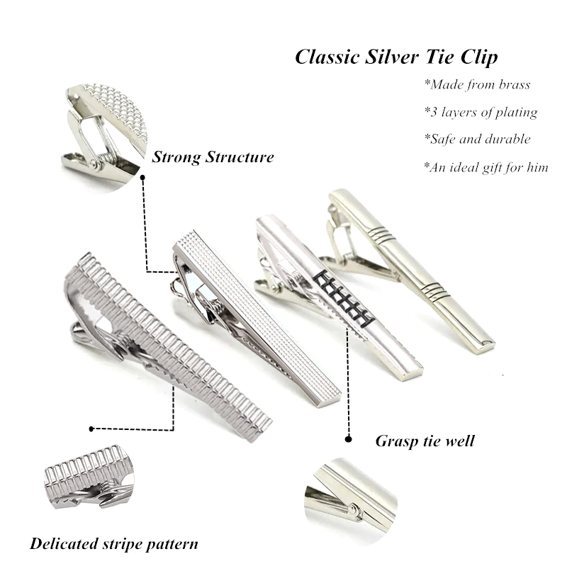 Fashion Men′s Accessories Metal Clip Elegant Brass Metal Tie Clipf or Men Use Tie Bar Clip
