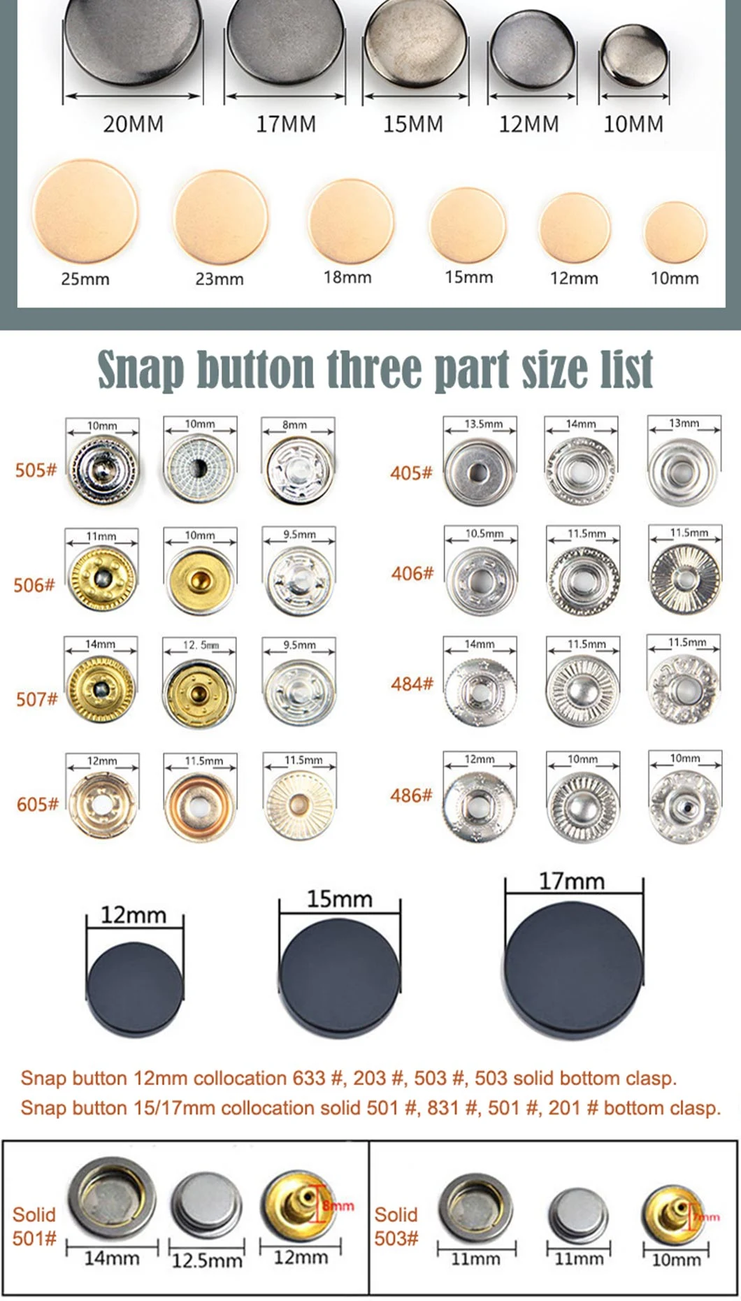 Accept Customization Metal Snap Button for Leather Clothing Clothes Snap Button