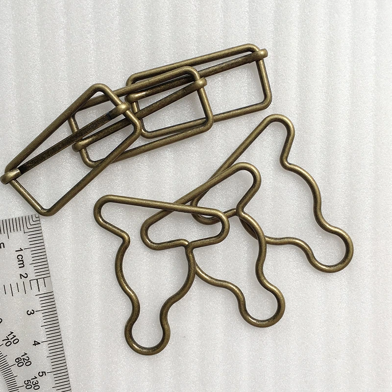 Metal Antique Brass Rectangle Dungaree Fastener Clip Suspender Brace Buckle